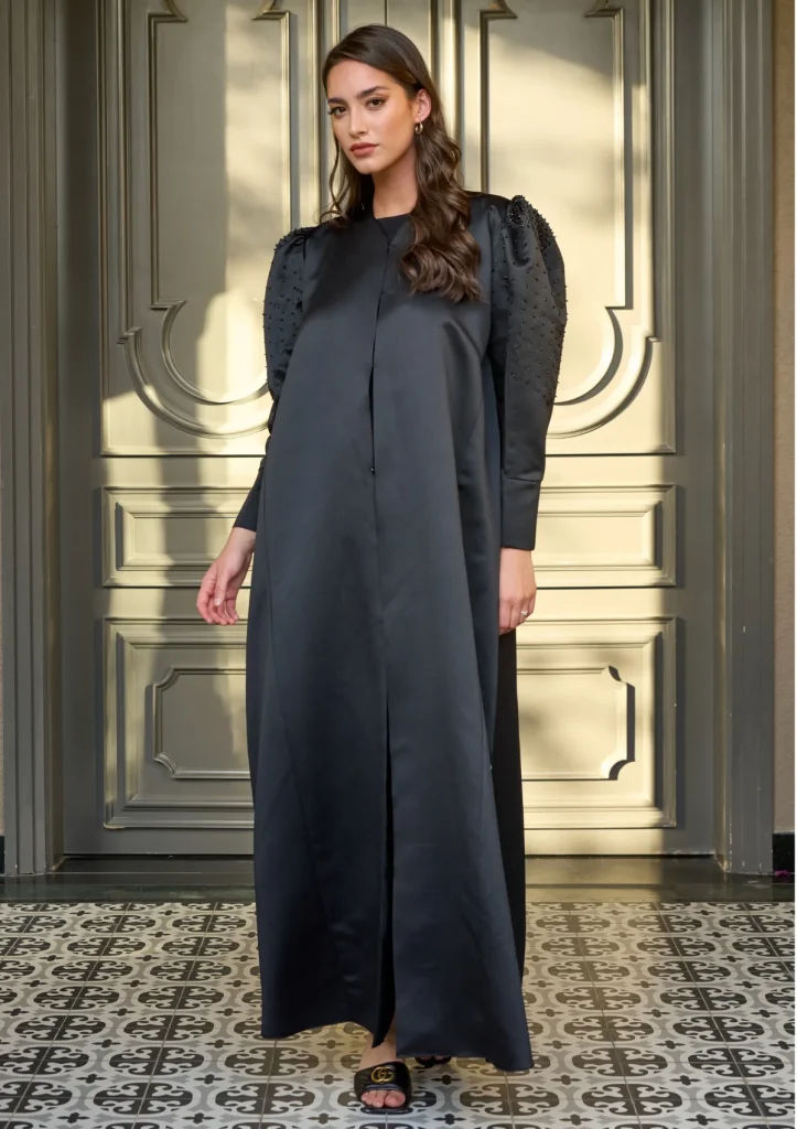 modest abaya with stone work