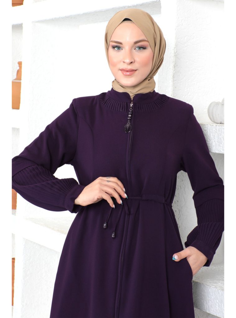 turkish modest long zipped dress 1